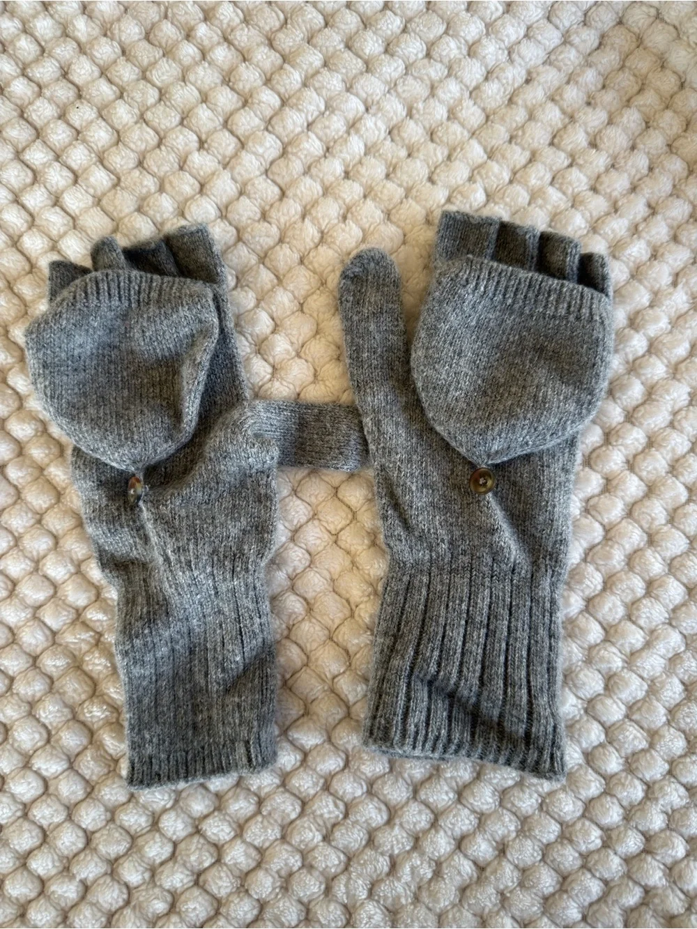 J. Crew Gray Knit Convertible Mittens with Button